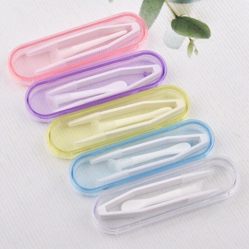 Contact Lens Tweezers Stick Inserter Remover Tool Kit Tip Storage Case Box Set - Purple