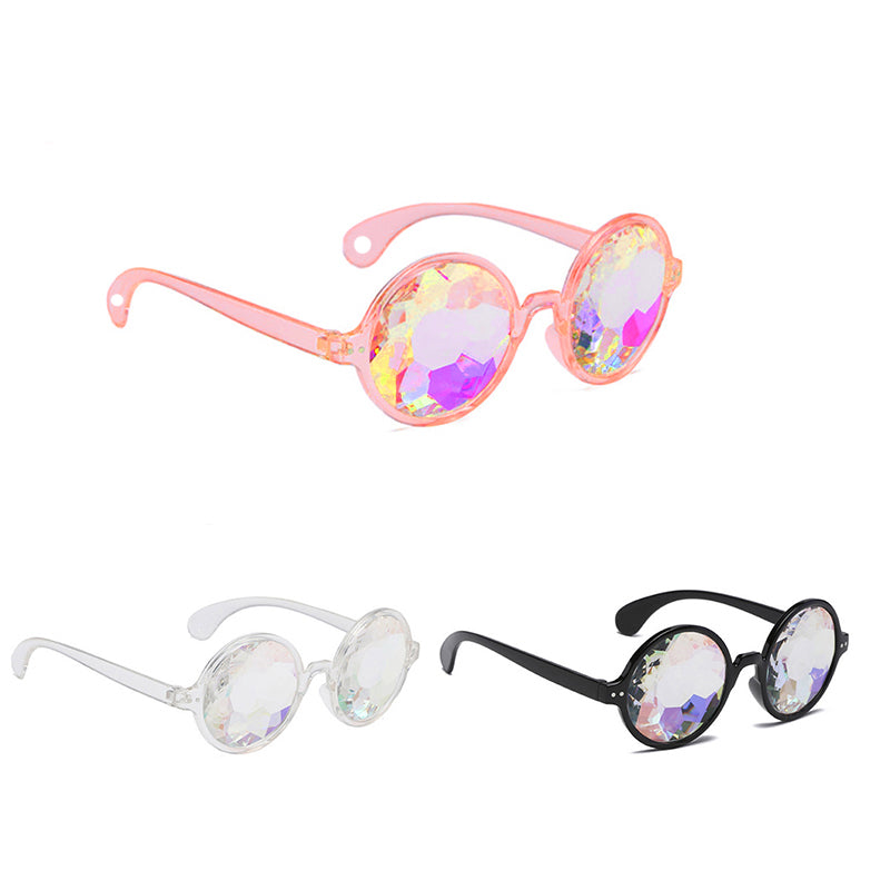 Festival Rave Kaleidoscope Glasses Prism Lens Crystal Effect Party Sunglasses - Black