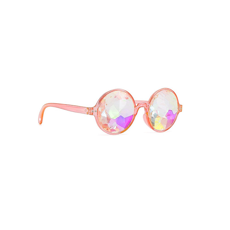 Festival Rave Kaleidoscope Glasses Prism Lens Crystal Effect Party Sunglasses - Pink
