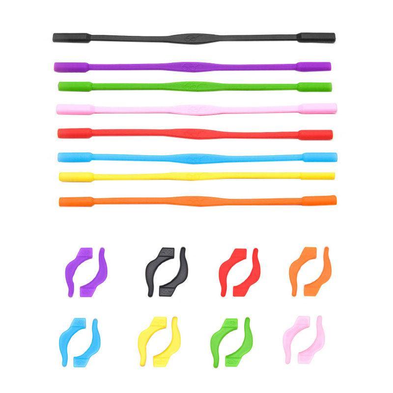 Silicone Glasses Strap and Ear Grip Set Eyeglasses Holder Cord with Hooks 20cm - Red
