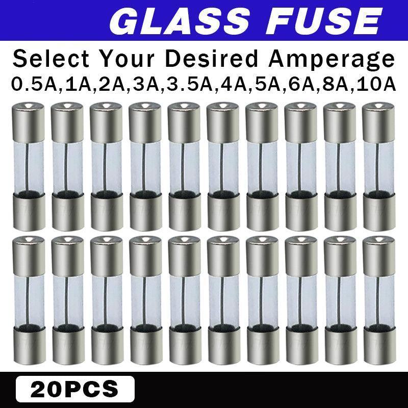 20Pcs M205 Glass Fuse 5Mm X 20Mm Slow Blow 250V / Select From 0.5A To 10A  Amp - 20PCS F2A