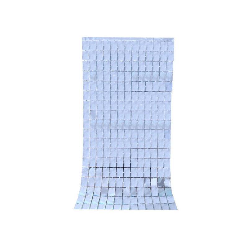 Rectangle Tinsel Curtain Shimmer Wall Backdrop 2M Length Party Decoration Sequin - Blue
