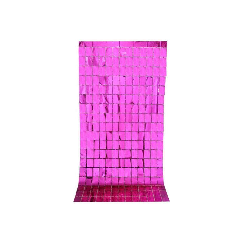 Rectangle Tinsel Curtain Shimmer Wall Backdrop 2M Length Party Decoration Sequin - Light Pink
