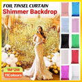 Rectangle Tinsel Curtain Shimmer Wall Backdrop 2M Length Party Decoration Sequin - White