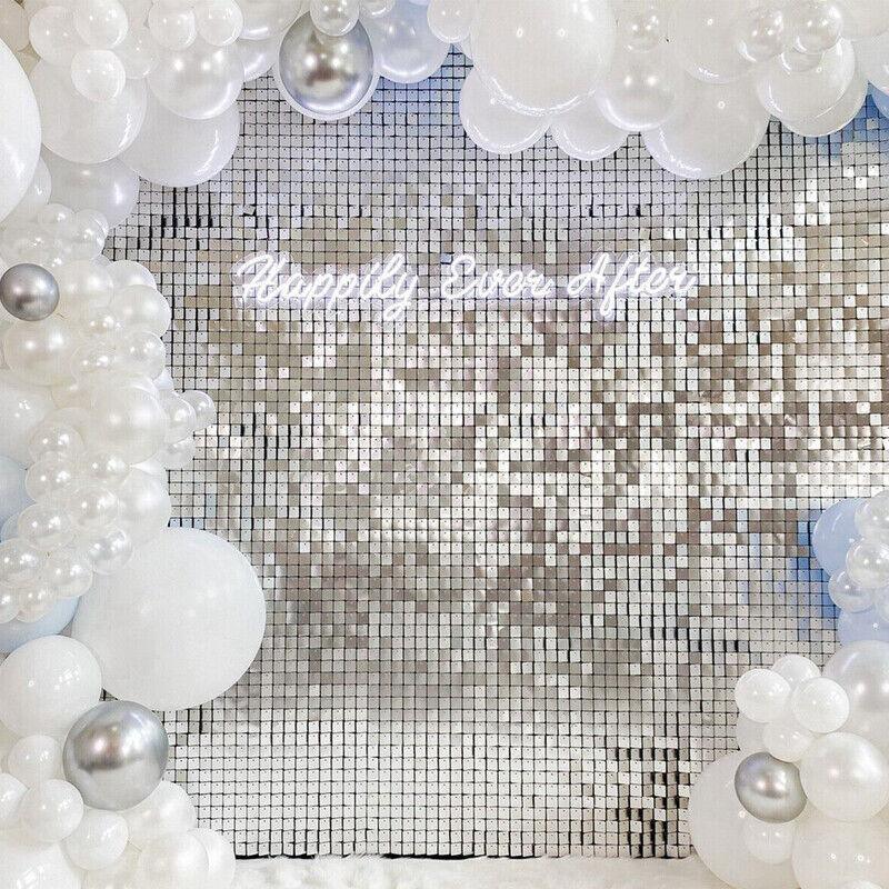 Rectangle Tinsel Curtain Shimmer Wall Backdrop 2M Length Party Decoration Sequin - White