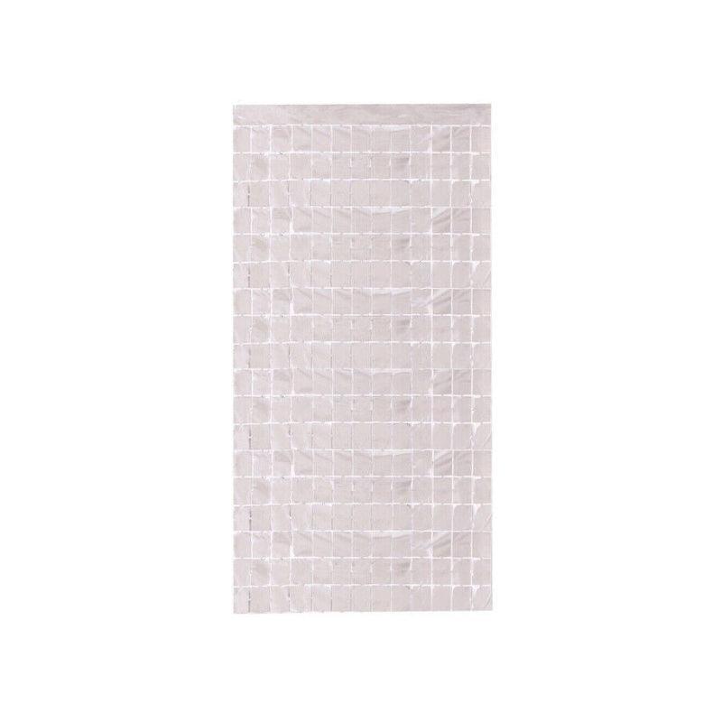 Rectangle Tinsel Curtain Shimmer Wall Backdrop 2M Length Party Decoration Sequin - White