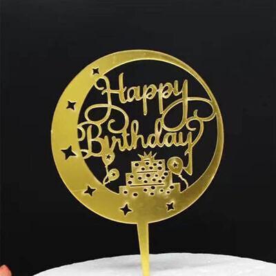 Happy Birthday Acrylic Cake Topper Cake Decoration Golden Silver Party - Gold-Z7 Acrylic