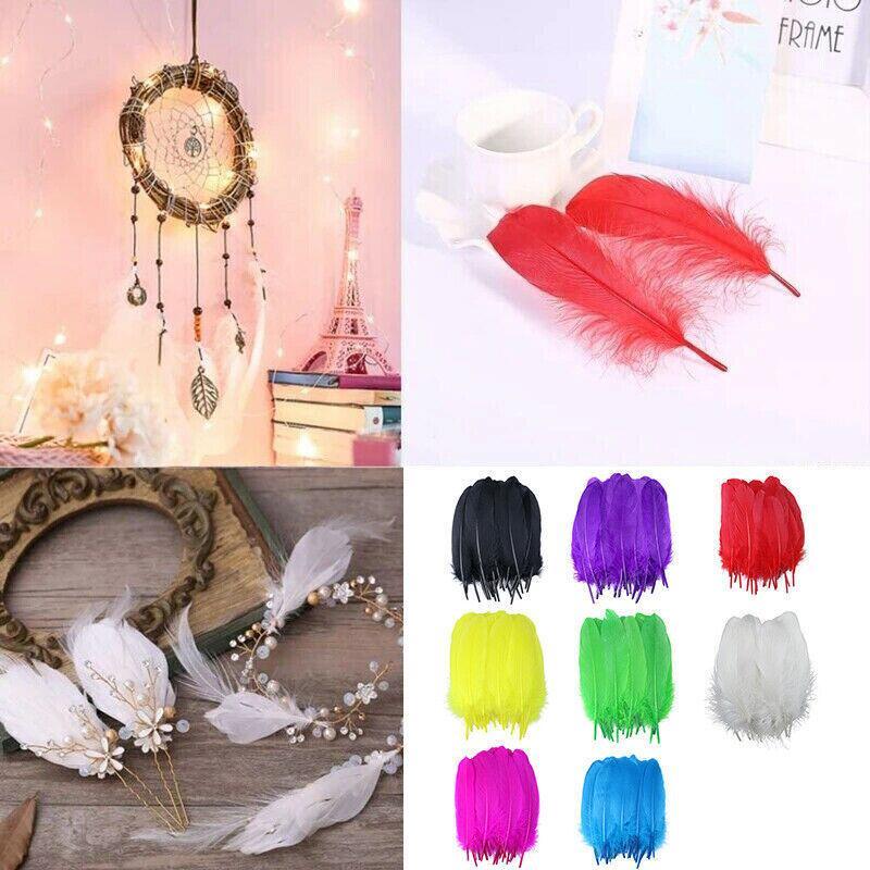 50X Craft Feathers Goose Feather Diy Art Party Decoration Wedding Dream Catcher - Purple
