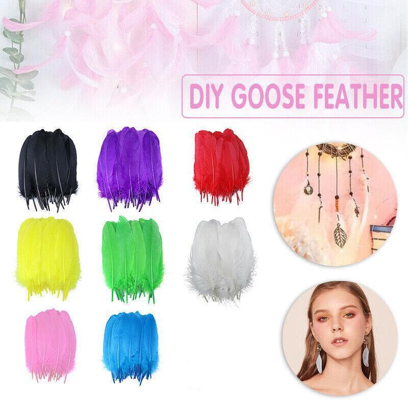 50X Craft Feathers Goose Feather Diy Art Party Decoration Wedding Dream Catcher - Red