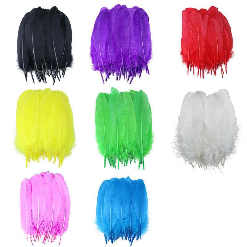 50X Craft Feathers Goose Feather Diy Art Party Decoration Wedding Dream Catcher - Red