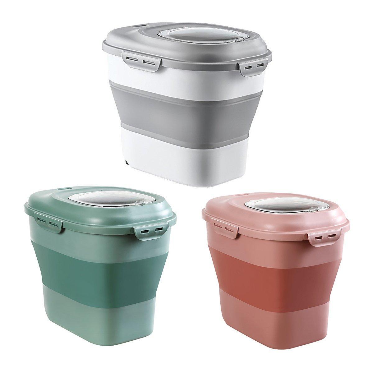 Large Capacity Pet Food Storage Box Foldable Design with Seal Lid - Green