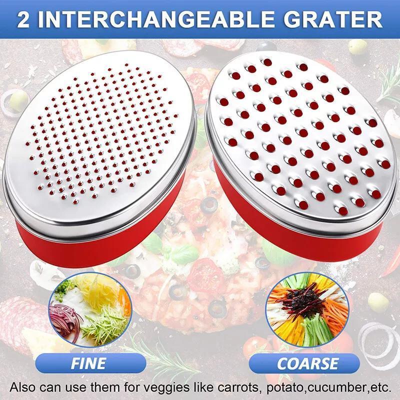 Stainless Steel Kitchen Cheese Grater with Container Storing Fruits Cheese Box - Black