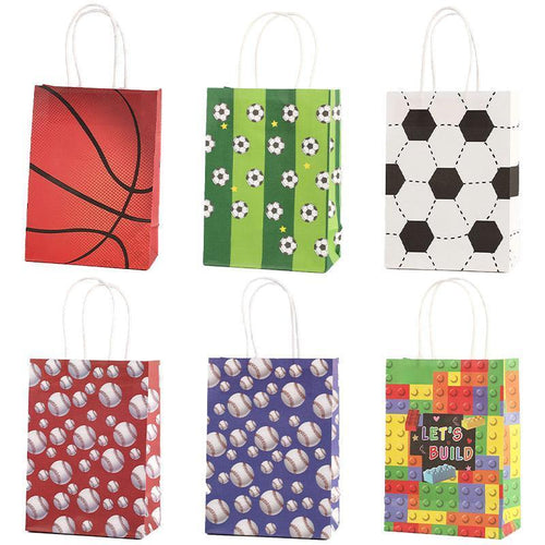 30PCS Fashion Ball Kraft Paper Gift Bag Festivals gift tote bag Party Favor Bag - Green-Football-30pcs