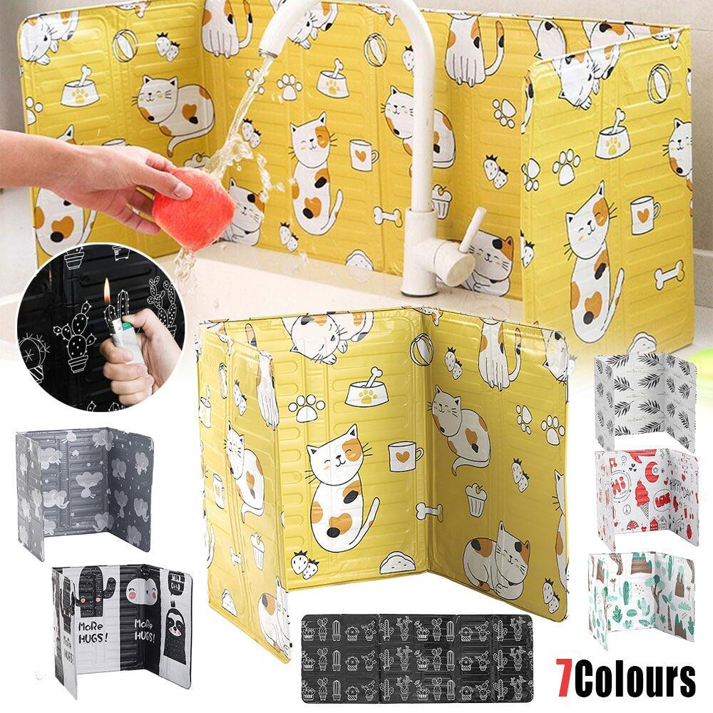 Kitchen Oil Splash Guard Wall Foil Protector Stove Cover Removable Baffle Screen - Grey Rabbit