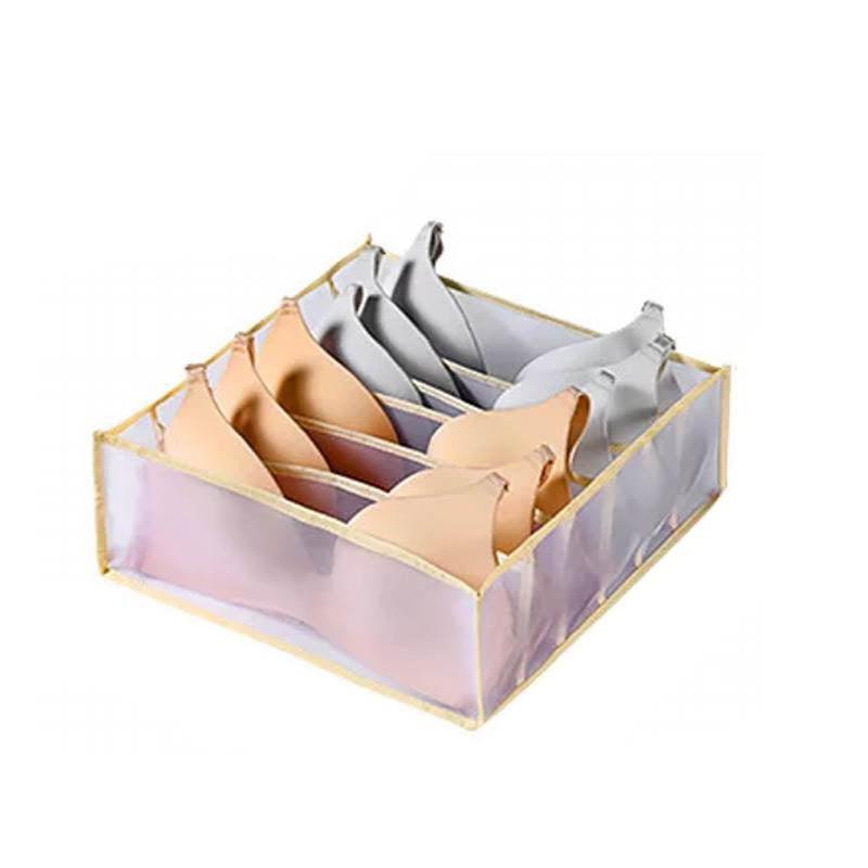 Foldable Drawer Organizer Divider Bra Sock Underwear Storage Closet Wardrobe - Grey with 6 Boxes