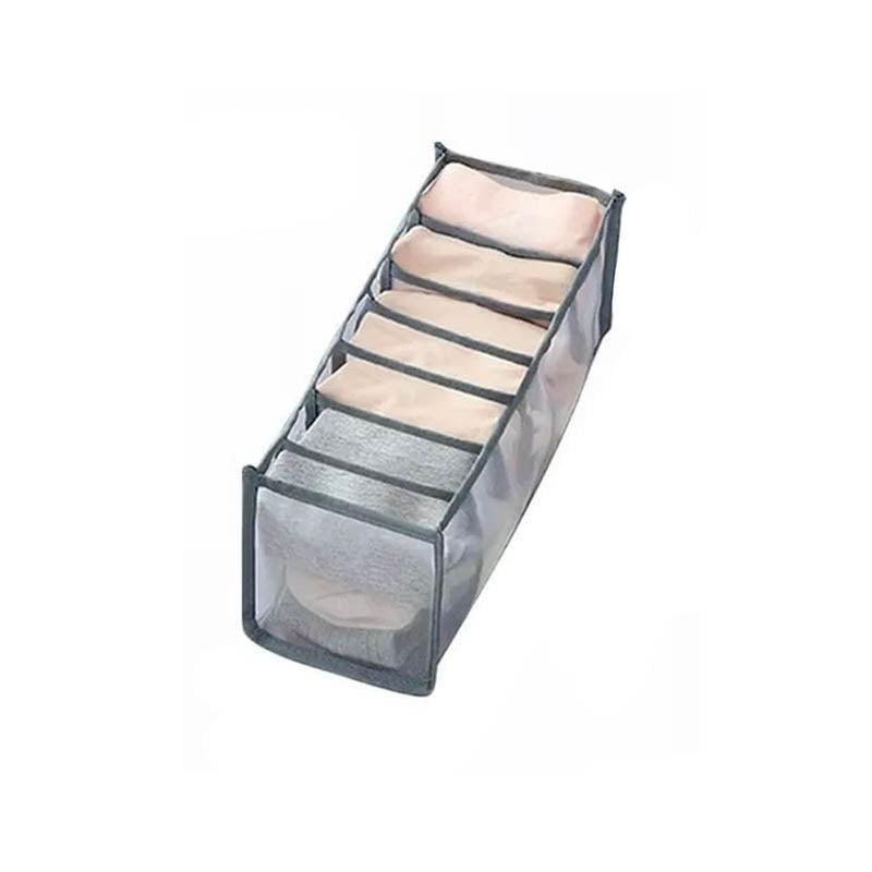 Foldable Drawer Organizer Divider Bra Sock Underwear Storage Closet Wardrobe - Grey with 7 Boxes