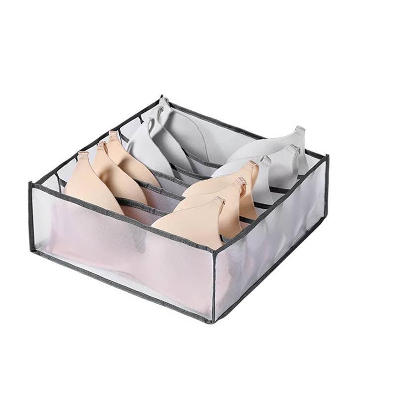Foldable Drawer Organizer Divider Bra Sock Underwear Storage Closet Wardrobe - Grey with 7 Boxes