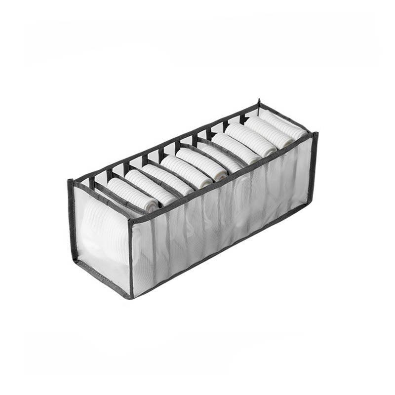 Foldable Drawer Organizer Divider Bra Sock Underwear Storage Closet Wardrobe - Grey with 7 Boxes