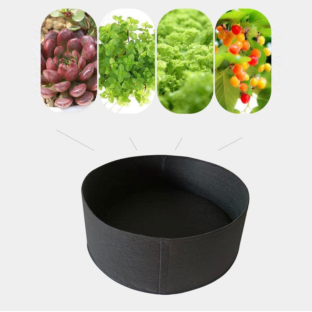 5x Felt Planting Bag Round Vegetable Garden Flower Seedling Grow Bags for Plants - Black-30*20cm