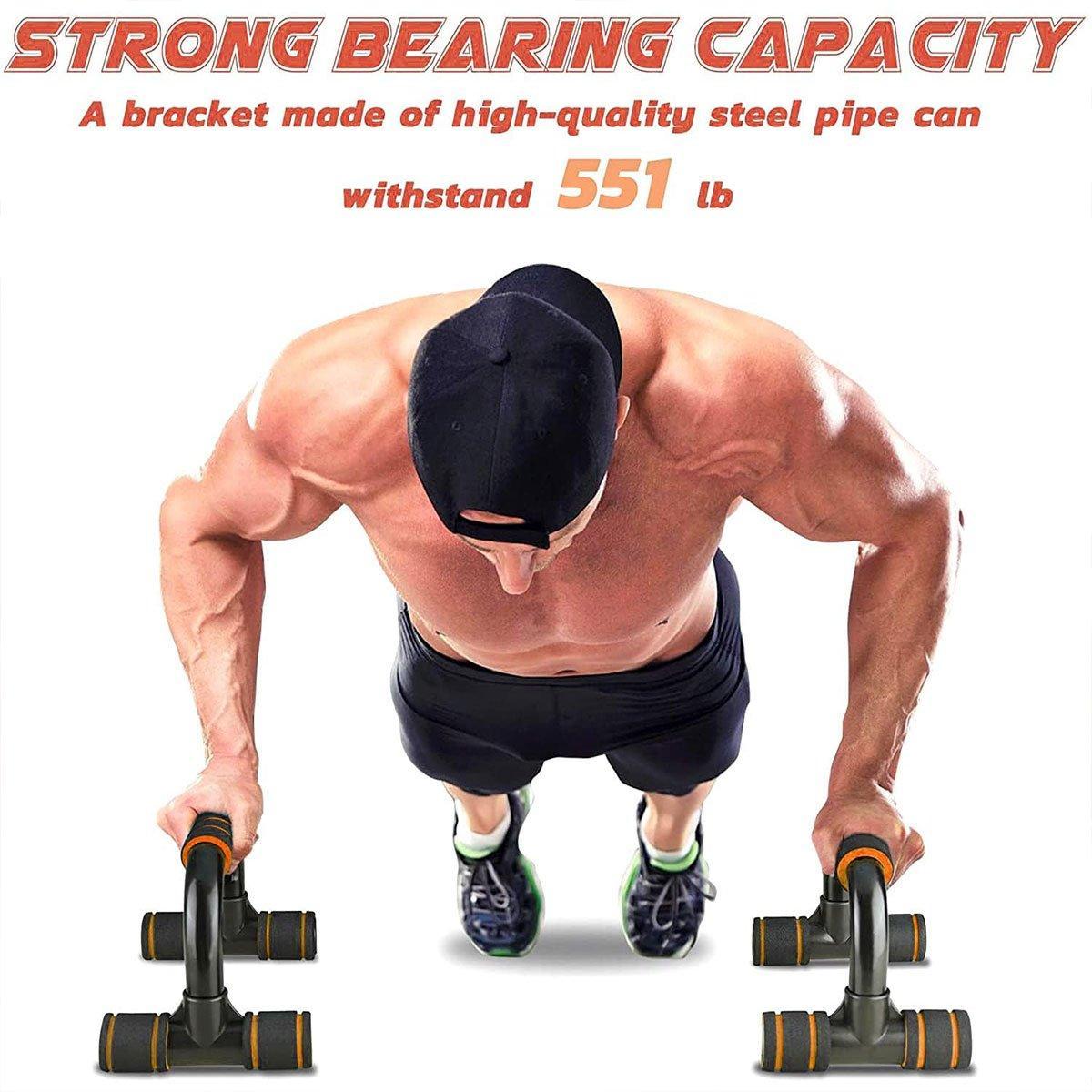 H Shaped Push Up Bars Home Fitness Equipment for Chest Arm Shoulder Training - Orange