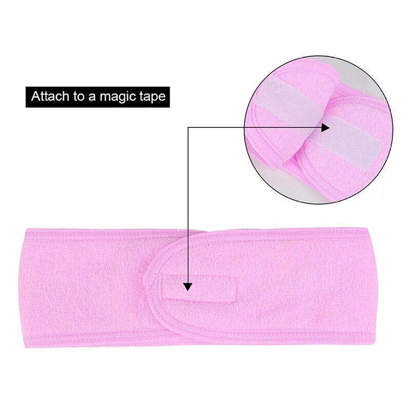 8-Colours Wrap Head Band Hairband Hair Band Adjustable Facial Make Up Face Wash Au - Rose Red