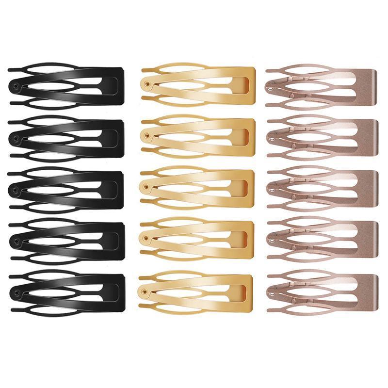 UP 30X Double-grip Hair Clips Metal Snap Barrettes Hair Styling Tool Women Girls - Black(10PCS)
