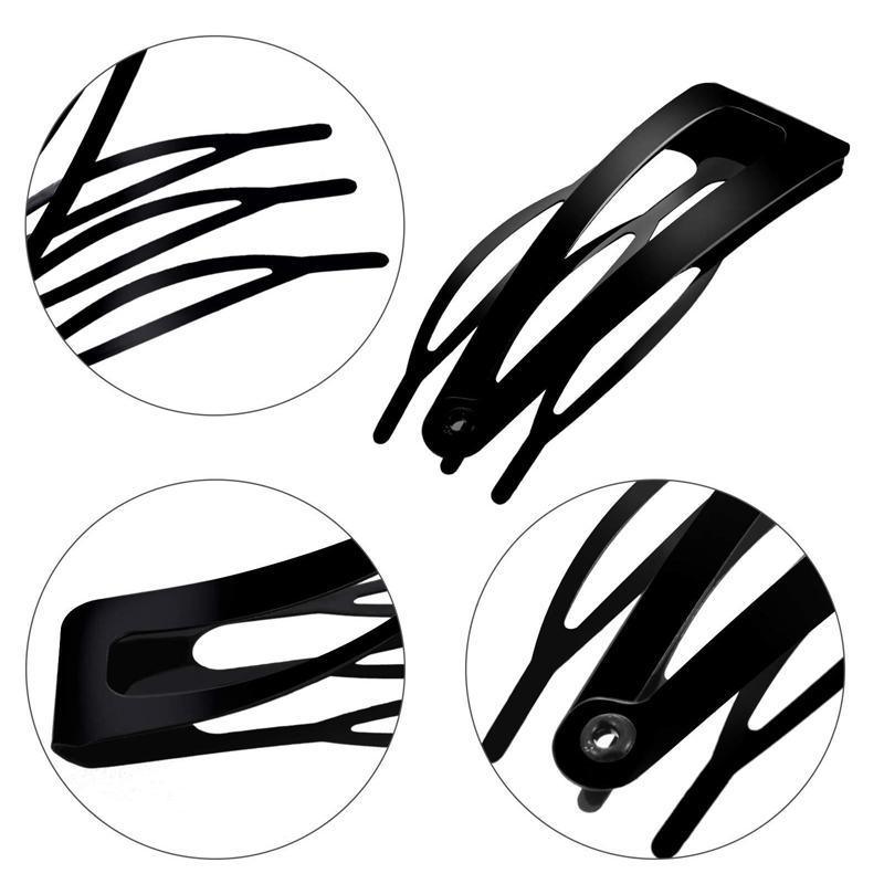 UP 30X Double-grip Hair Clips Metal Snap Barrettes Hair Styling Tool Women Girls - Black(10PCS)