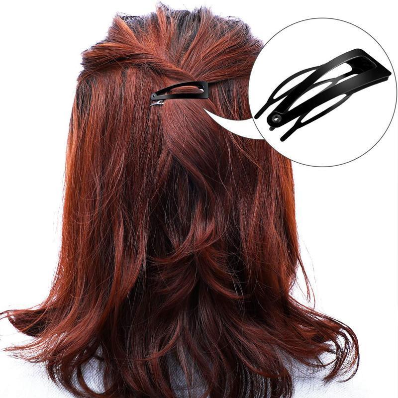 UP 30X Double-grip Hair Clips Metal Snap Barrettes Hair Styling Tool Women Girls - Black(10PCS)
