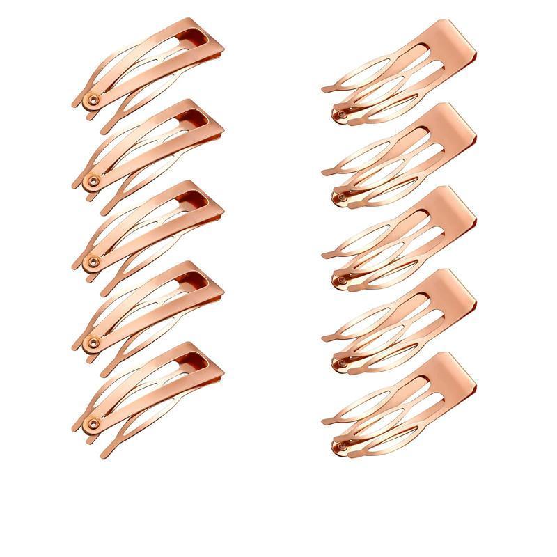 UP 30X Double-grip Hair Clips Metal Snap Barrettes Hair Styling Tool Women Girls - Black(10PCS)