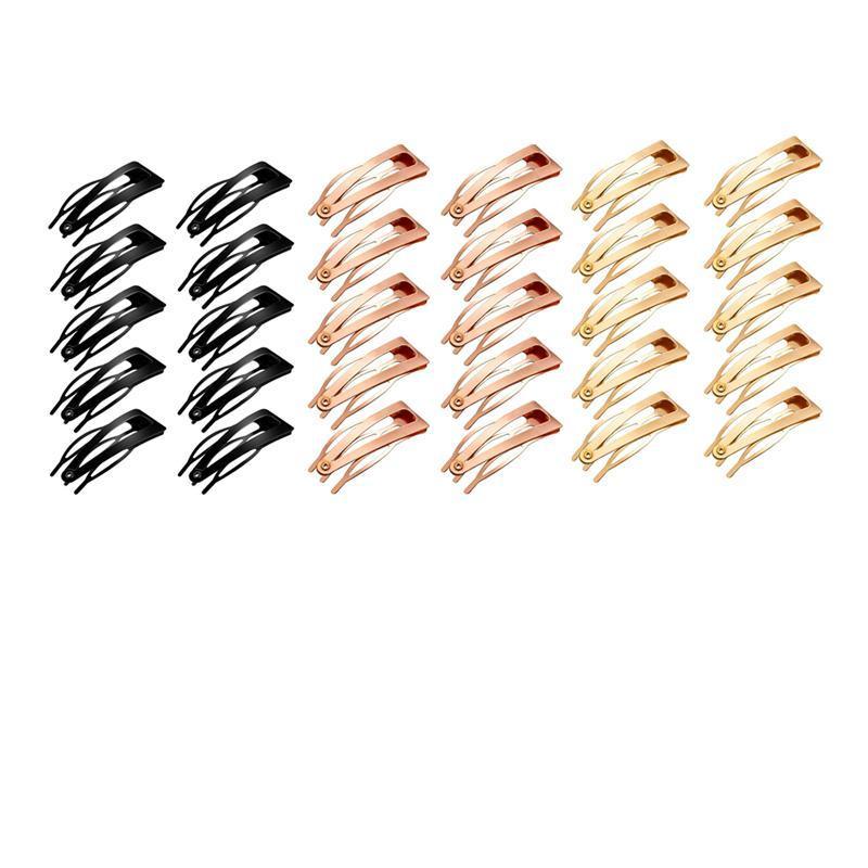 UP 30X Double-grip Hair Clips Metal Snap Barrettes Hair Styling Tool Women Girls - Black(10PCS)