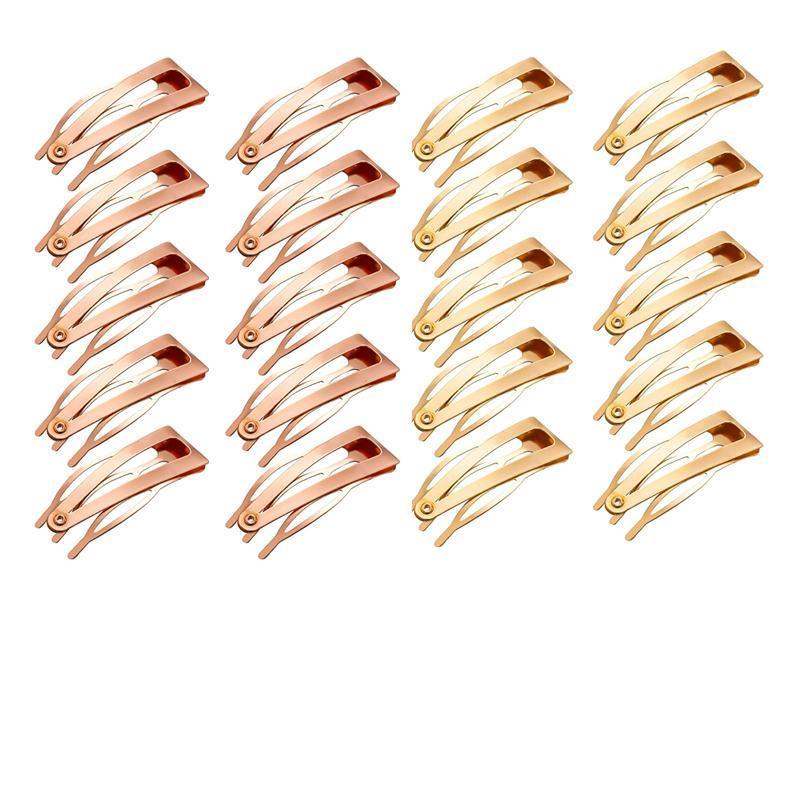 UP 30X Double-grip Hair Clips Metal Snap Barrettes Hair Styling Tool Women Girls - Gold(10PCS)