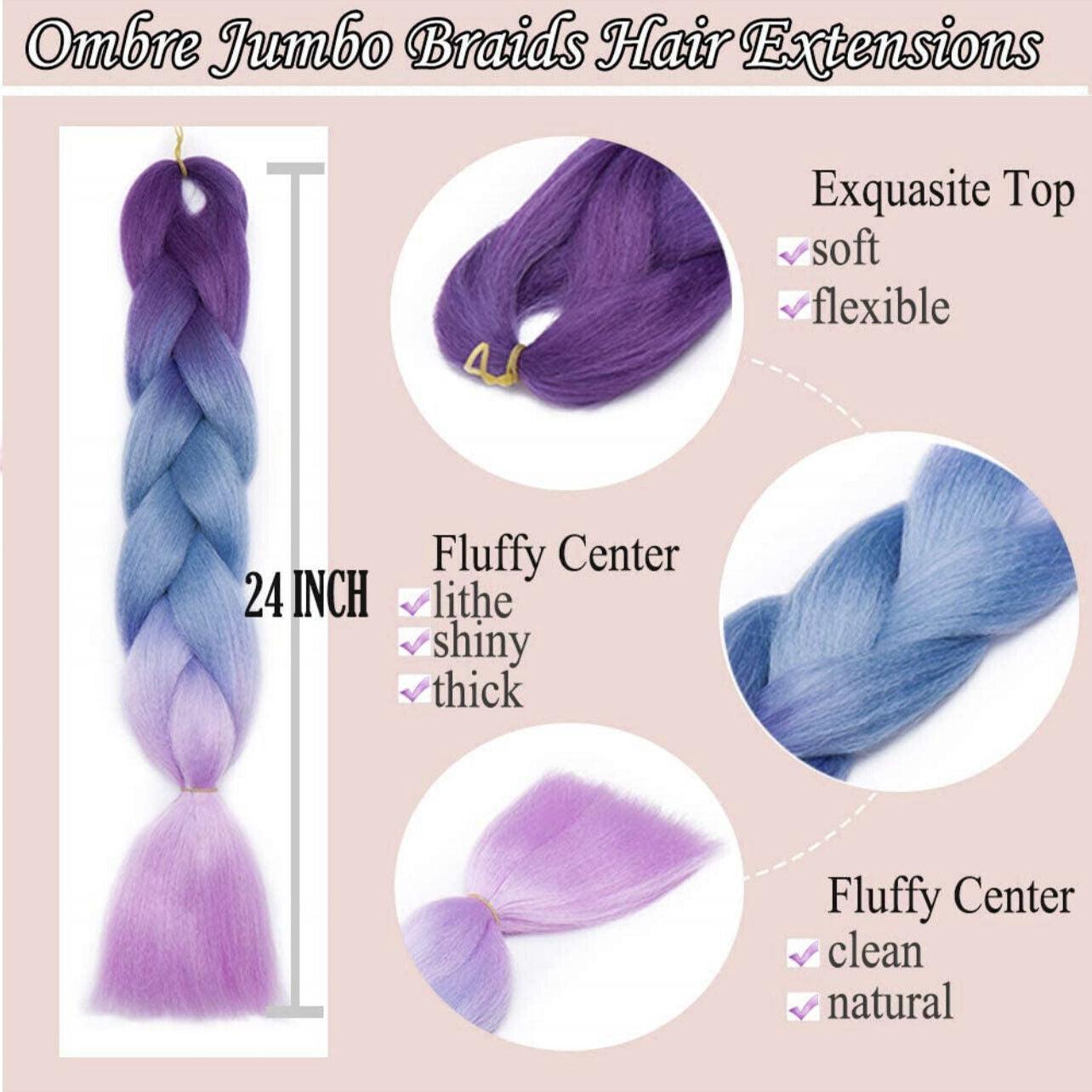 Coloured Jumbo Braiding Hair Extensions Braids Twist Hight Temperature Kanekalon - B22