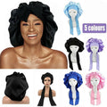 Sleeping Bonnet Hair Wrap Silk Satin Cap Women Elastic Night Hat Soft Headwear - Blue