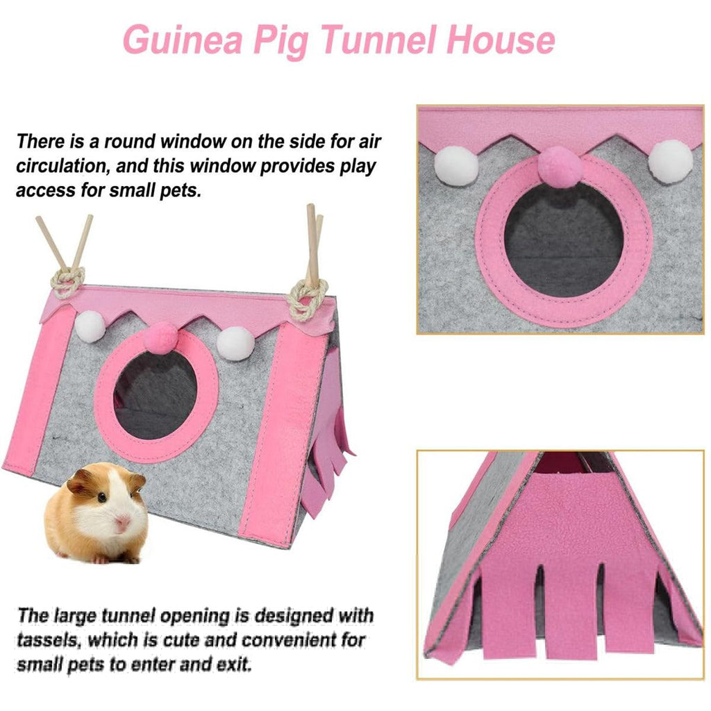 Hamster Tent Small Pet Hideout Pig Possum House Cool Triangle Nest Shelter - Pink