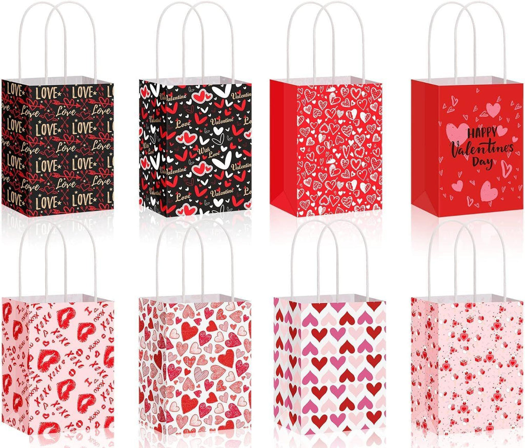 30x Valentines Day Love-Themed Tote Bag Elegant Kraft Paper Handbag Lightweight - Y167