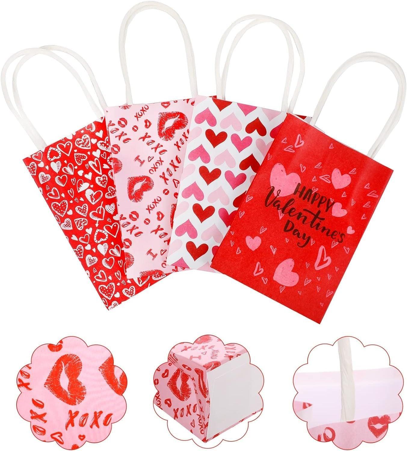 30x Valentines Day Love-Themed Tote Bag Elegant Kraft Paper Handbag Lightweight - Y167