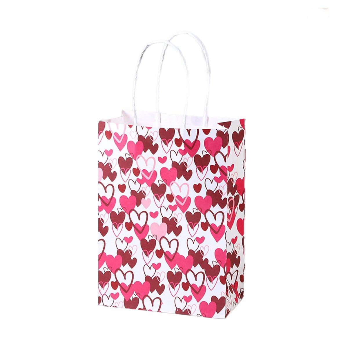 30x Valentines Day Love-Themed Tote Bag Elegant Kraft Paper Handbag Lightweight - Y167