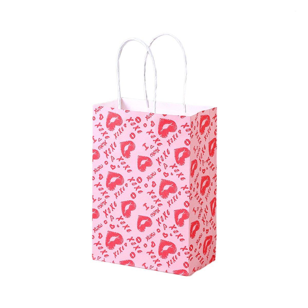 30x Valentines Day Love-Themed Tote Bag Elegant Kraft Paper Handbag Lightweight - Y173