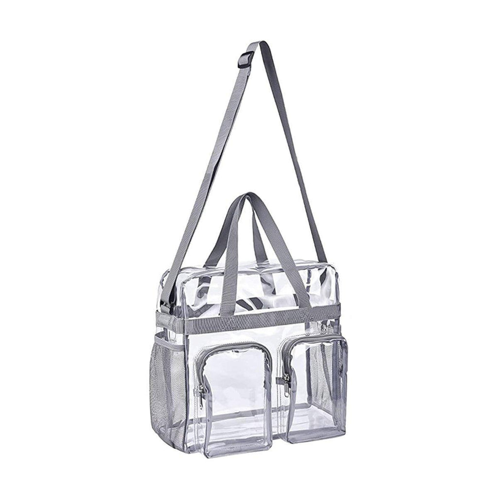Clear Tote Bag Plastic Transparent Purse Handbag Zipper Security Event Stadium - Black