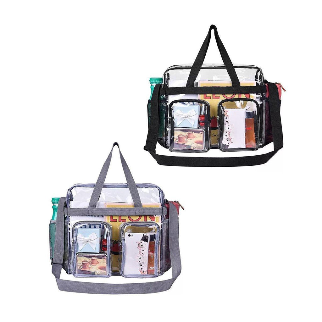 Clear Tote Bag Plastic Transparent Purse Handbag Zipper Security Event Stadium - Grey
