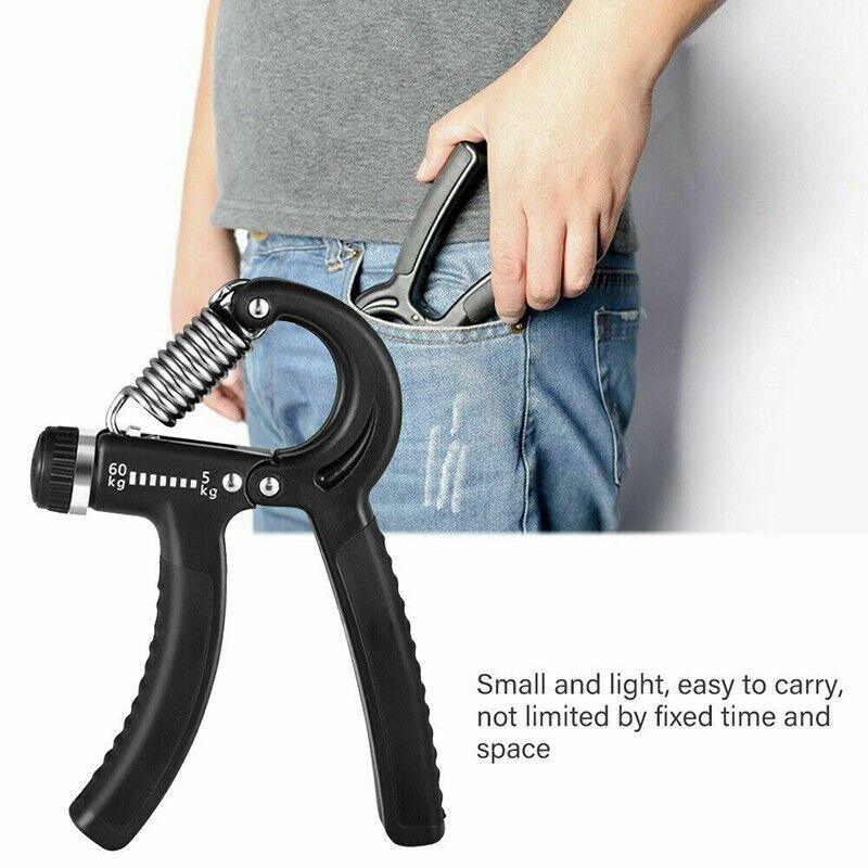Adjustable Power Hand Grip Forearm Exerciser Gripper Strengthener Trainer 5-60Kg - Grey