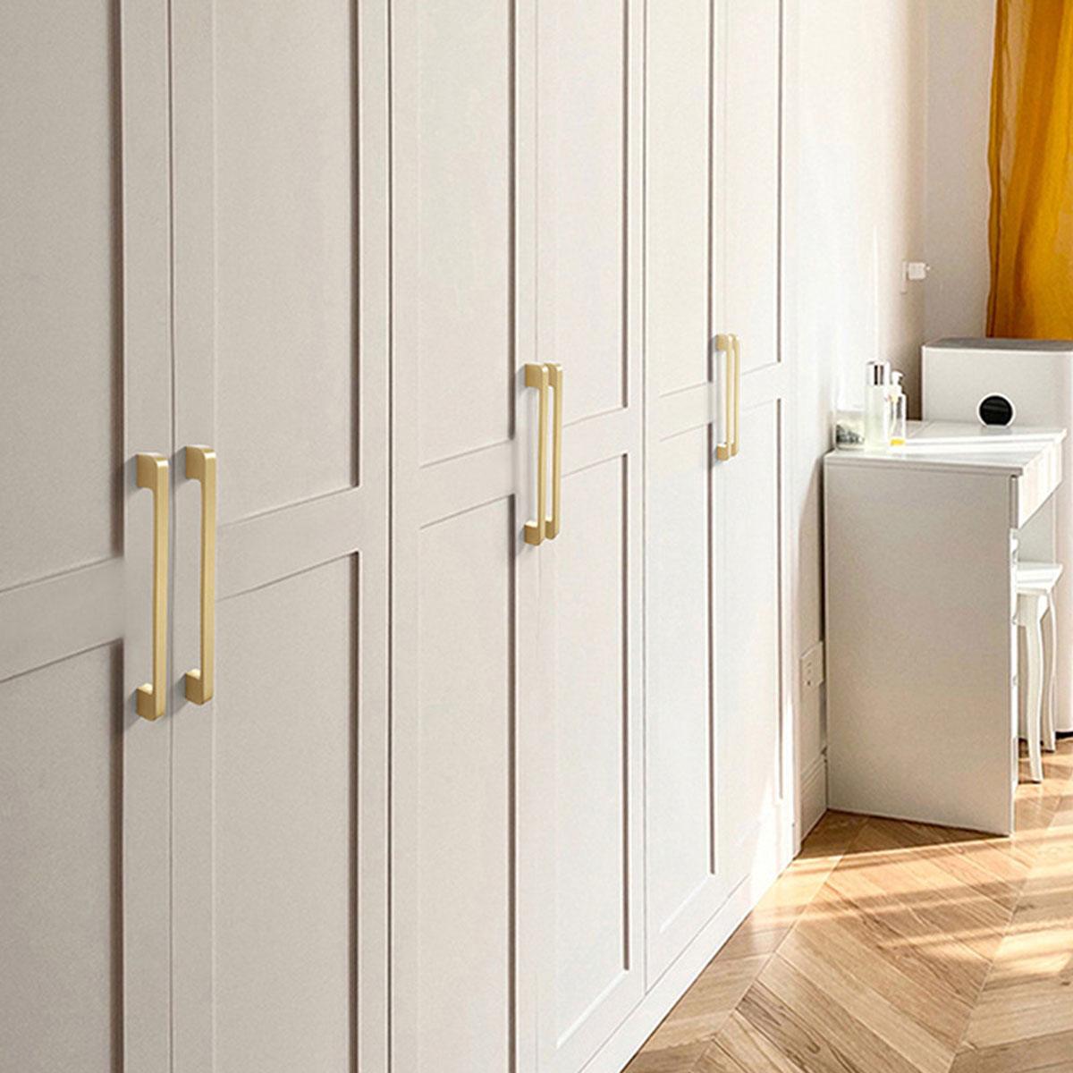 Modern Simple Handle Wardrobe Cabinet Drawer Pull All Copper Gold Door Handle - 160mm