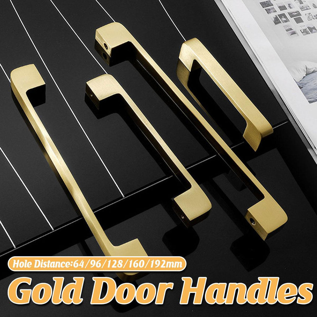 Modern Simple Handle Wardrobe Cabinet Drawer Pull All Copper Gold Door Handle - 192mm