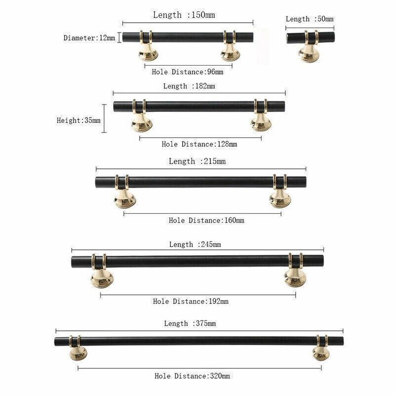 Black Gold Design Kitchen Cabinet Handles Drawer Bar Handle Pull 96 128 160 192 320MM - 160mm