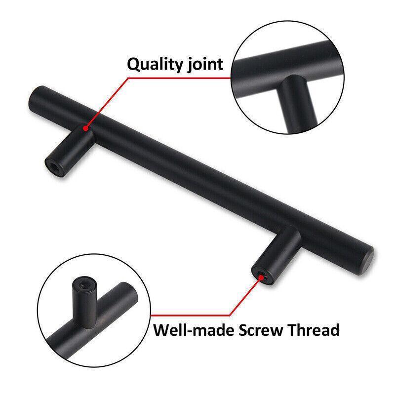 5pcs Silver Kitchen Cabinet Door Handles Stainless Steel Door Drawer Pull T Bar - 100mm/64mm