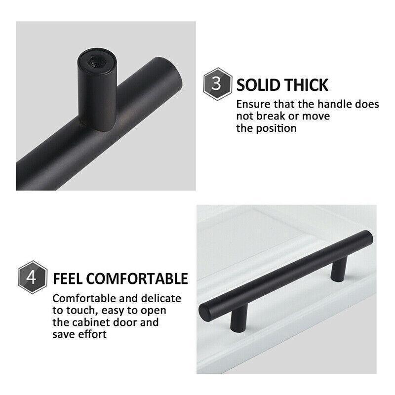 5pcs Silver Kitchen Cabinet Door Handles Stainless Steel Door Drawer Pull T Bar - 127mm/76mm