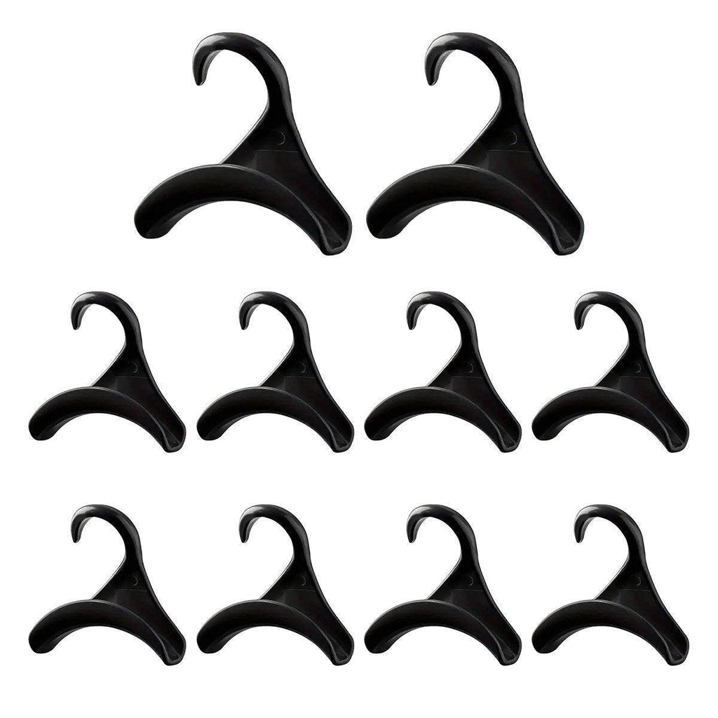10PCS Wardrobe Plastic Storage Rack Hook Multi-Purpose Hanger Tie Scarf Holder - Black