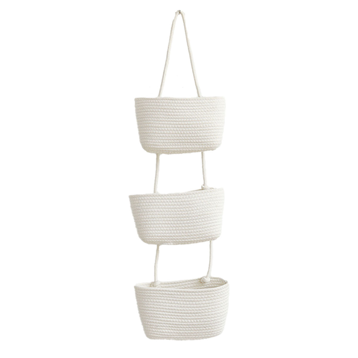 3 Layer Wall Mounted Storage Basket Hanging Organizer Rack for Household Items - Brown
