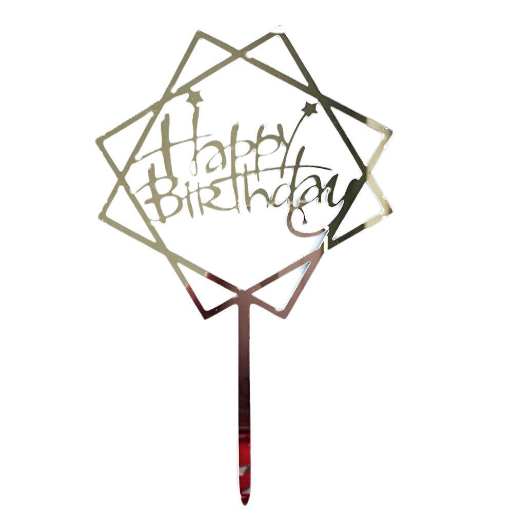 Acrylic Home Happy Birthday Decor Baking Cake Topper Card Party Decor Supply - Black B224
