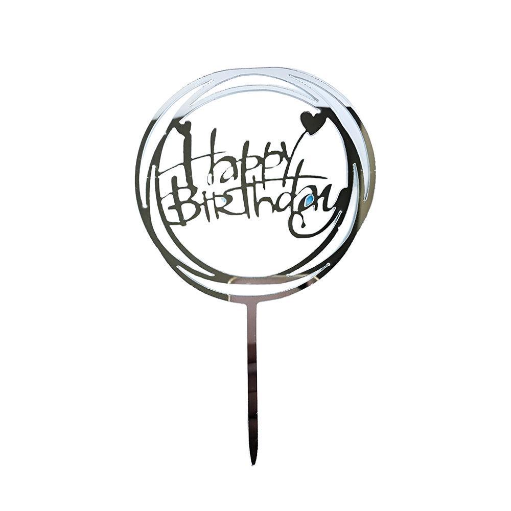 Acrylic Home Happy Birthday Decor Baking Cake Topper Card Party Decor Supply - Black B224
